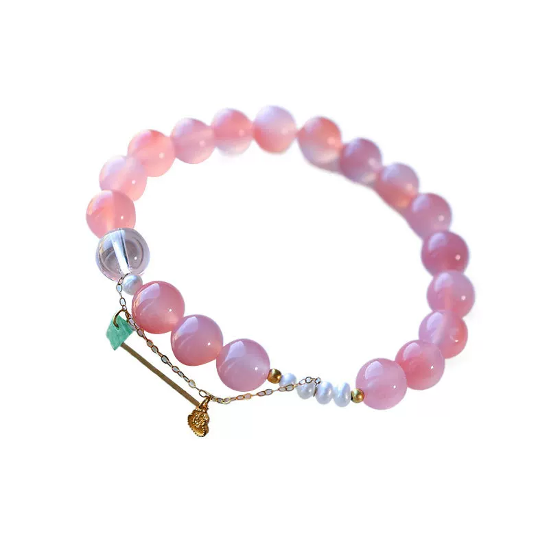Органическая агатовая бусина фуксия-изумруд, серебряный браслет, серебро 925, образец