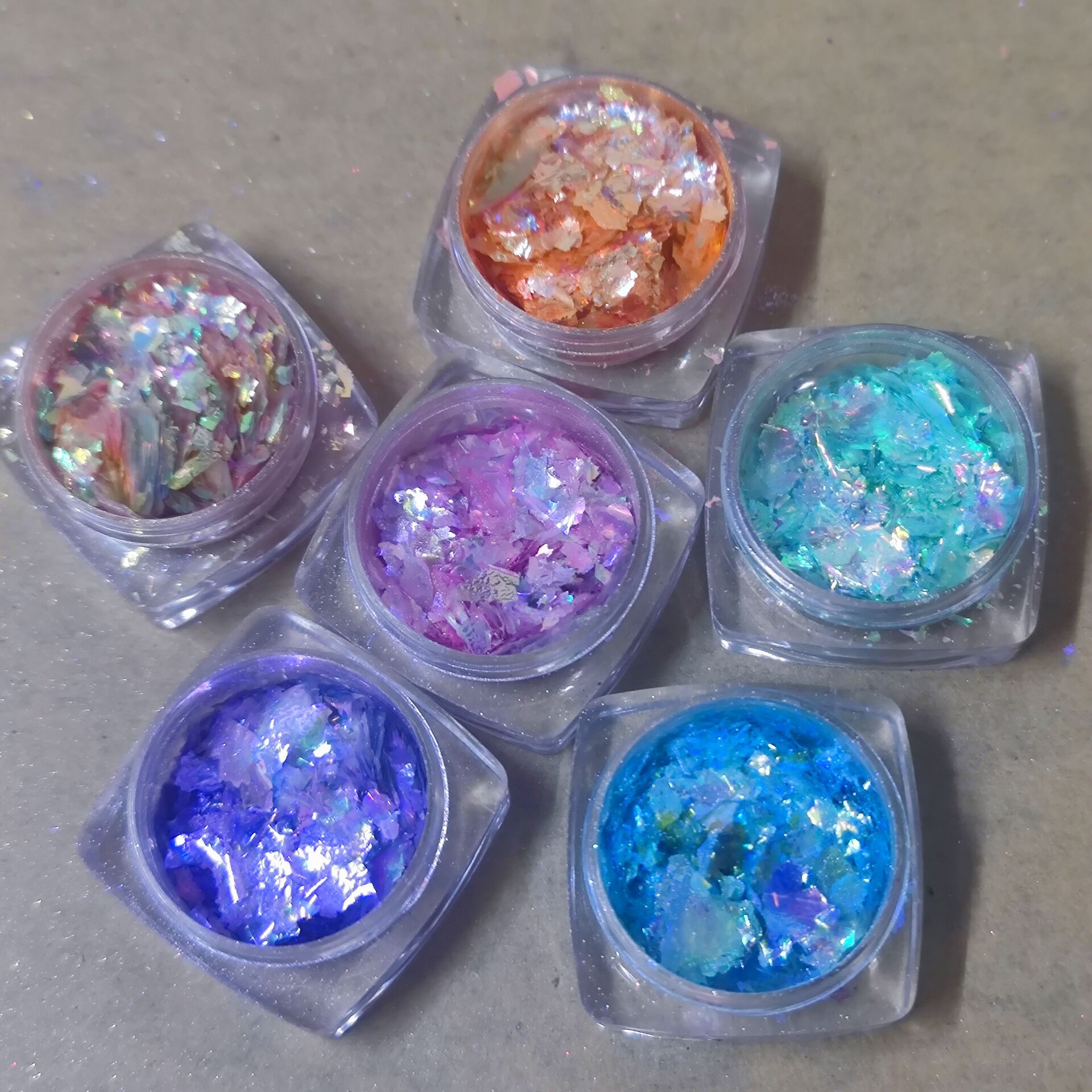 跨境高光耐溶幻彩变色龙云锦粉 糖果色极光粗片 欧泊粉1g