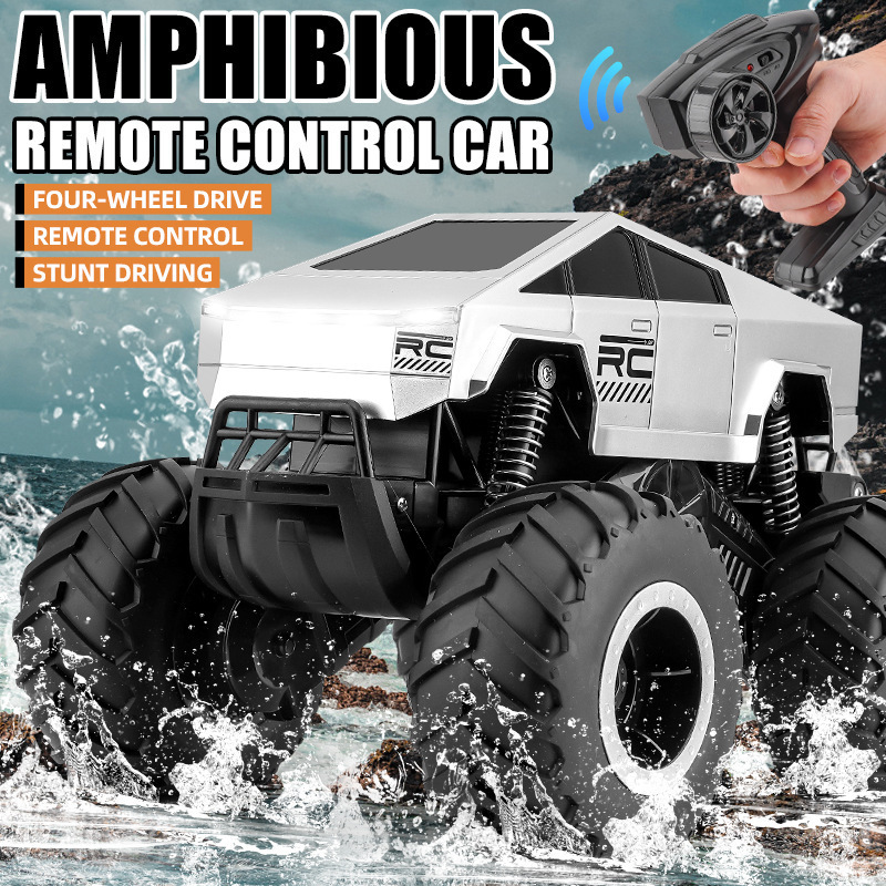 Cross-Border Four-Wheel Drive 2.4g Tesla Remote Control Car Amphibious Waterproof Rc Off-Road Vehicle Children's Drift Racing Toy Cross-Border Four-Wheel Drive 2.4g Tesla Remote Control Car Amphibious Waterproof Rc Off-Road Vehicle Children's Drift Racing Toy