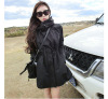 2021 spring and autumn new pattern black coat lady Mid length version Windbreaker waterproof Wind Easy Show thin Versatile Korean Edition