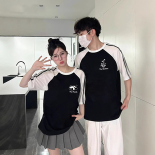 Couple's Pure Cotton T-Shirt Summer New Loose Slimming Niche Design Unisex Short-Sleeve Top Trendy Brand Uniform