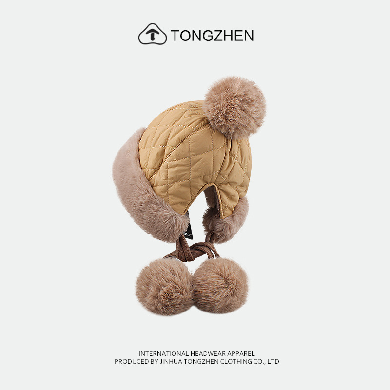 Donzen katoenen dames Koreaanse editie Sweet Cute Ball Lei Feng Winter verdikte en warme oorbescherming pluche hoed_voghion.com