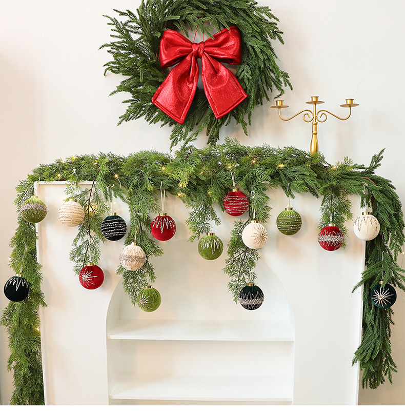 8cm Velvet Christmas Ornaments With Rhinestones – Set Of 12 Premium Decorative Balls For Tree & Home_voghion.com