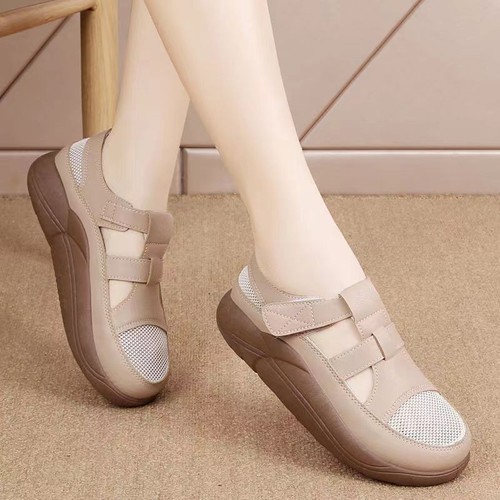 2024 Summer New Ins Mesh Breathable White Shoes Women's Korean Style Velcro Student Hollow-out Casual Shoes