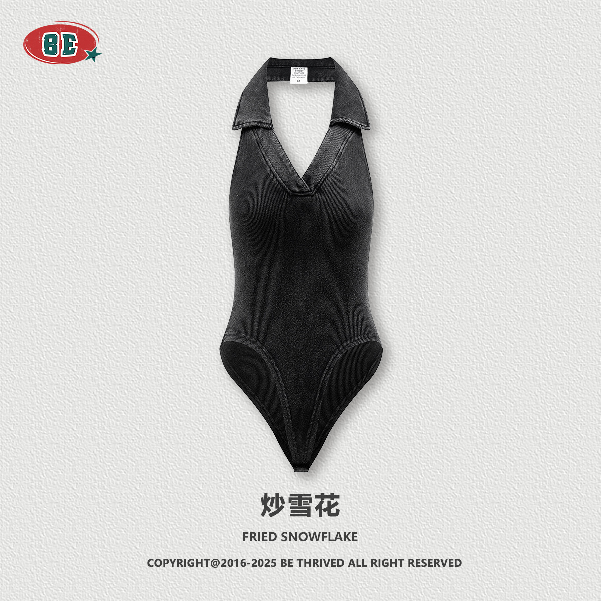 BE ropa de mujer | 2025 verano europeo y americano cuello colgante transfronterizo chica caliente top de hombro top sexy sin espalda con cuello en V mono mujer