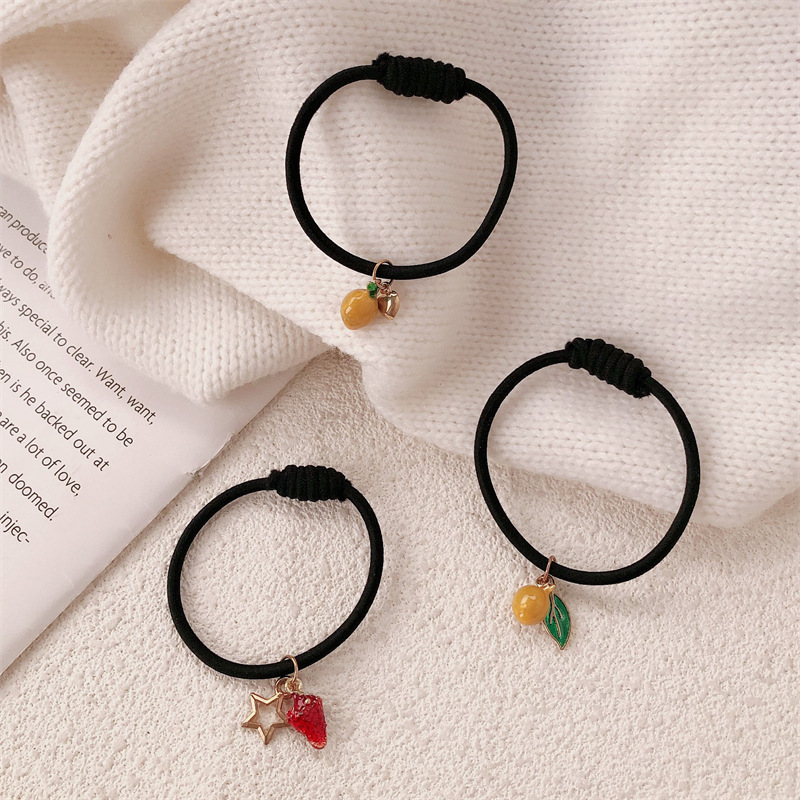 Mujeres coreanas de fresa calabaza cuerda de cabello encantadora tocado rojo simple correa de correa de correa