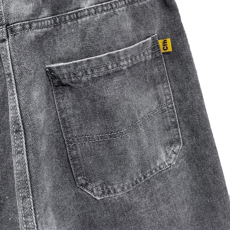 Cinco 5 puntos de pantalones cortos de mezclilla con costuras exteriores para hombres 2024 marca de moda de verano pantalones casuales de cintura elástica rectos sueltos