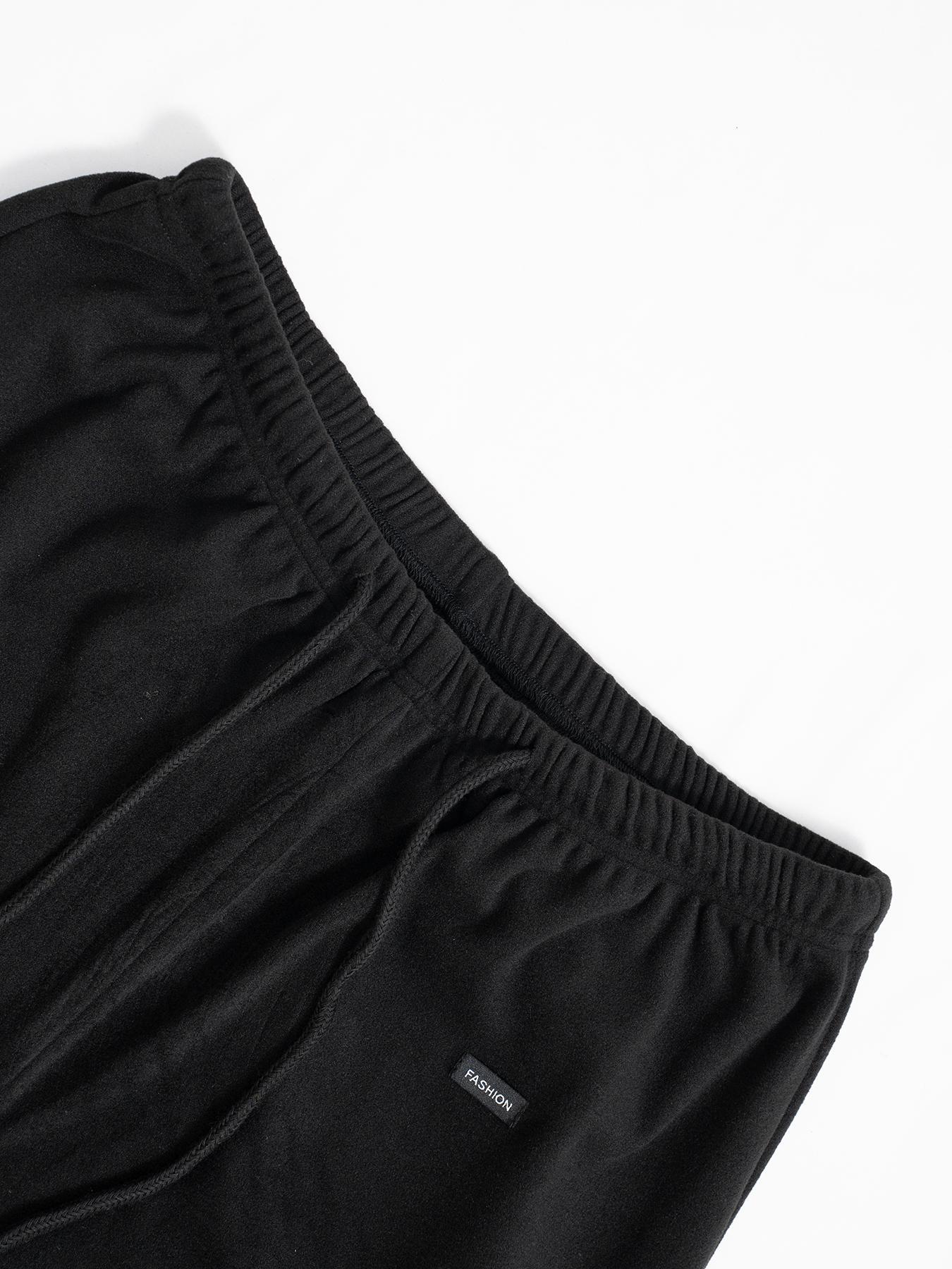 Pantaloni da salotto in maglia spazzolata da donna – Vita elastica con coulisse, gamba dritta e comoda, morbido poliestere, colori a tinta unita (nero, grigio, bianco)_voghion.com