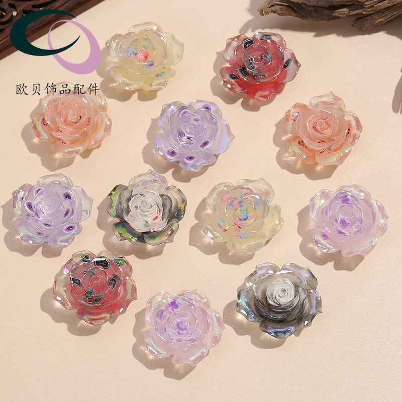 Luminous Cream Glue Sequin Manicure Camellia Jewelry Ice Transparent Rose Nail Decoration DIY Stereo Accessories