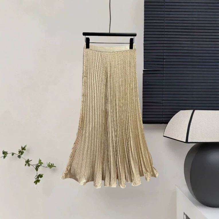 2026 Spring/Summer Amazon Aliexpress Hot-Selling Retro Polka Dot Pleated Skirt with Lace Trim and High Waist Long Skirt 2026 Spring/Summer Amazon Aliexpress Hot-Selling Retro Polka Dot Pleated Skirt with Lace Trim and High Waist Long Skirt