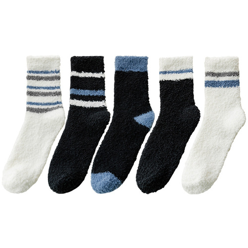 Coral velvet socks for men, winter and autumn warm, thickened, sleeping warm, towel-like, floor sleeping, home fuzzy snow socks