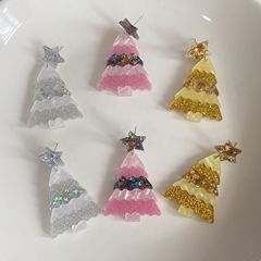 欧美跨境圣诞节亚克力耳环几何亮片星星拼接圣诞树甜美格式耳饰女