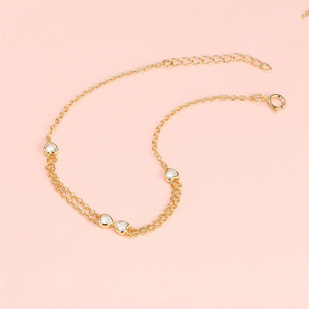 Heart Shape Pattern All Seasons Season Jewelry + Earrings 925 Sterling Silver Heart Shape Zircon Cable Chain Bracelets Earrings