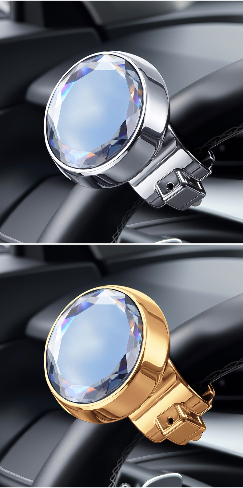 Car steering wheel power ball with metal bearing, steering effort saver, universal single-hand rotation assistive device for vehicles
