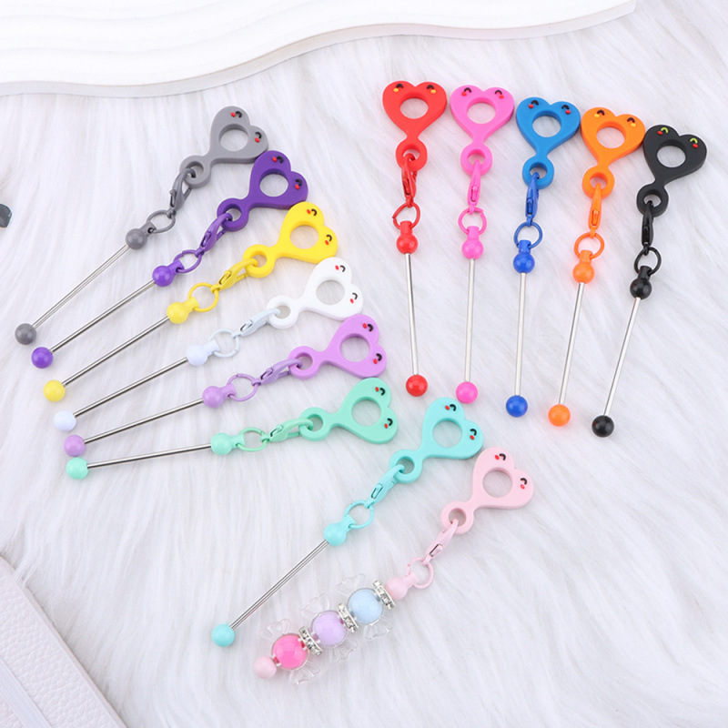 新款亚马逊diy笑脸串珠水杯吸管挂饰 适用8-10mm吸管硅胶挂件批发