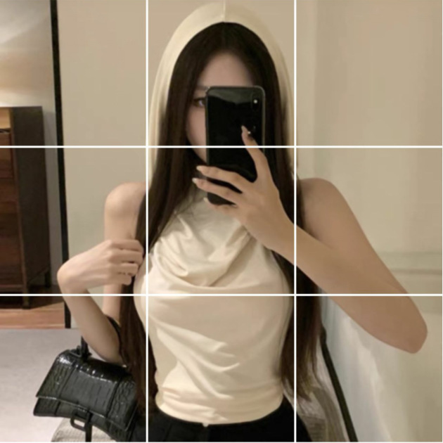 Sweet Cool Spice Sleeveless Hooded T-Shirt Women's Summer Sexy Backless Short Niche Vest Top 5261 Sweet Cool Spice Sleeveless Hooded T-Shirt Women's Summer Sexy Backless Short Niche Vest Top 5261