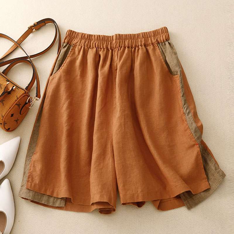 Summer Season Thin Wide-Leg Shorts for Moms, Summer Cotton and Linen Women's Pants, Large Size Five-Point Pants, 2026 New Style