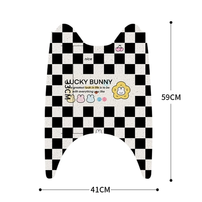 Electric Vehicle Foot Mat Silk: Electric vehicle foot mat - long-style-silk-circle-foot-mats-checkerboard-rabbit
