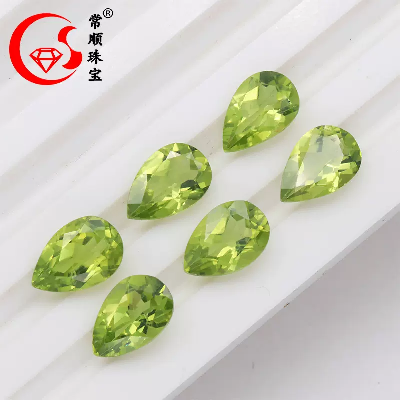 天然橄榄石梨形戒面水滴形裸石 K金戒指项链镶嵌配石厂家批发直销