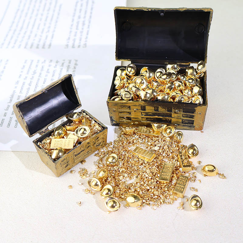 Bicai 模擬海賊宝箱金棒元宝破砕金ミニチュアシーン装飾装飾品造園材料|undefined