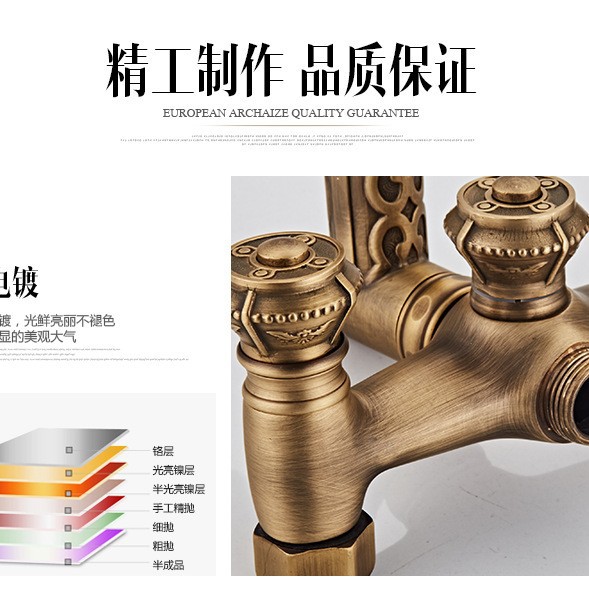 Cobre antiguo ducha simple estilo europeo teléfono ducha traje de mano montado en la pared boquilla bañera grifo retro transfronteriza