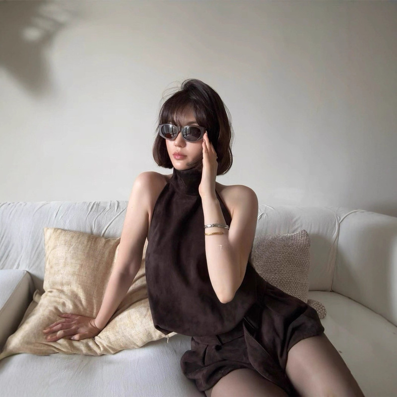 Jennie's Same Correct Version Magd@ Heavy-Duty Custom-Dyed Cashmere Top + Shorts Suit Women's Autumn