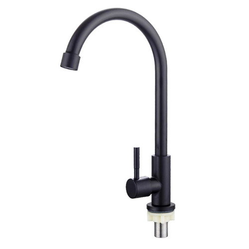 Huici Foreign Trade 304 stainless steel black single cold water faucet large curve 304 single cold universal painted black faucet