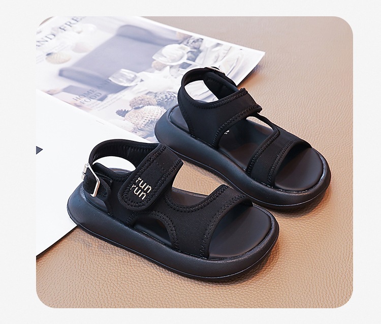 Comfortable Black Roman Sandals For Kids With Soft Sole For Beach_voghion.com