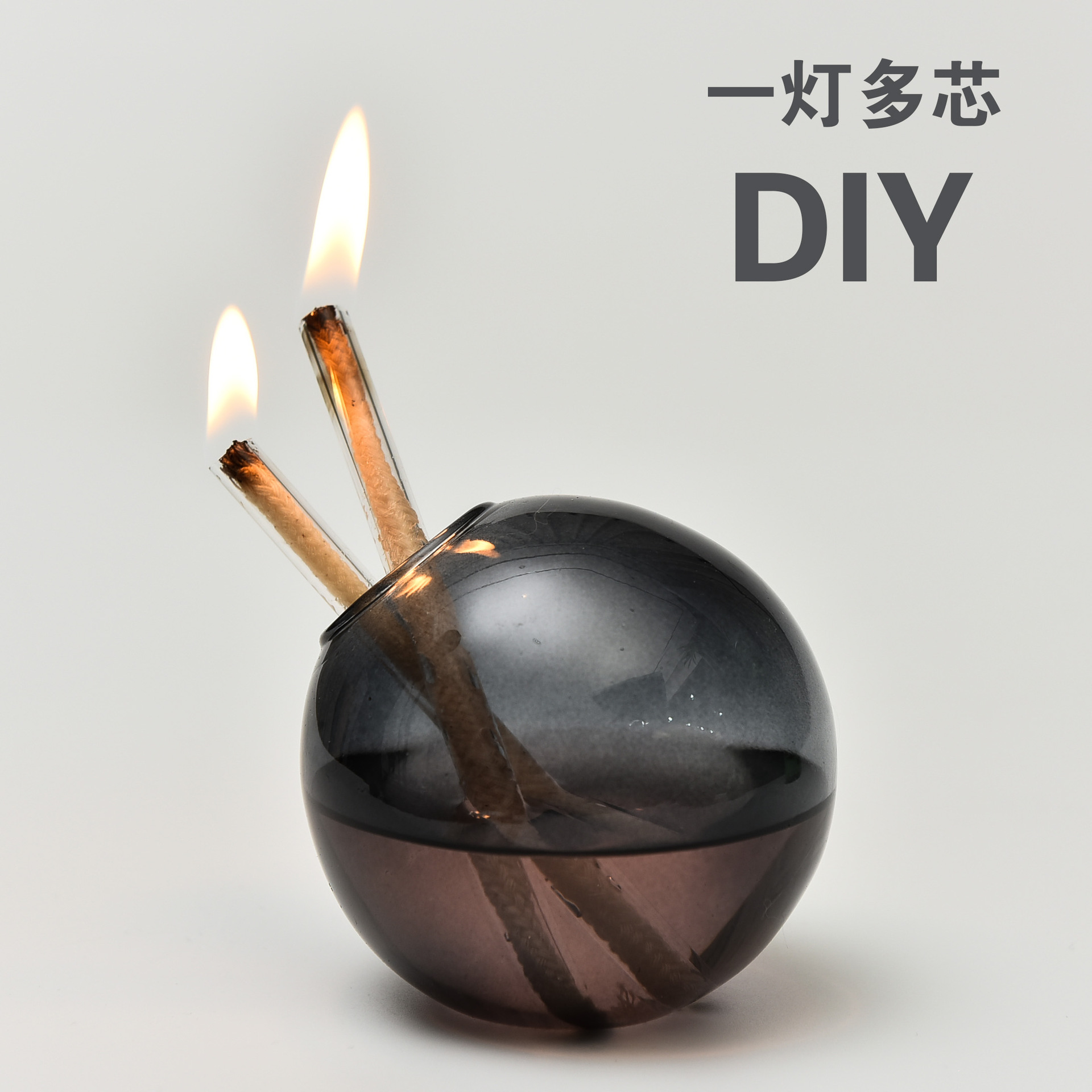 Lámpara de aceite de vidrio esférica creativa de color grande decoración candelabro simple lámpara de mantequilla de escritorio doméstica moderna sin humo