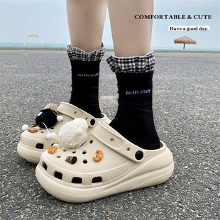 Cross Clogs Puff Style Thick-Soled Clogs for Women to Wear Summer Eva Slippers High-Bottom Shoes for Women