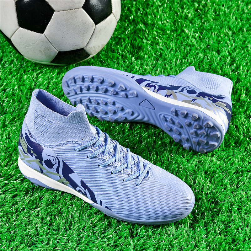 Zapatos de Fútbol de Cuello Alto Sintético y TPU, Ligero, para Césped Artificial y Natural