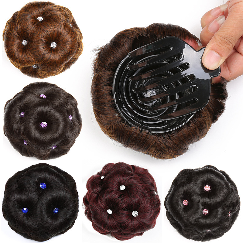 Fábrica al por mayor diamante nueve flor moño pelo clip peluca flor brote nupcial accesorios para el cabello updo pelo moño pelo bolsa en stock