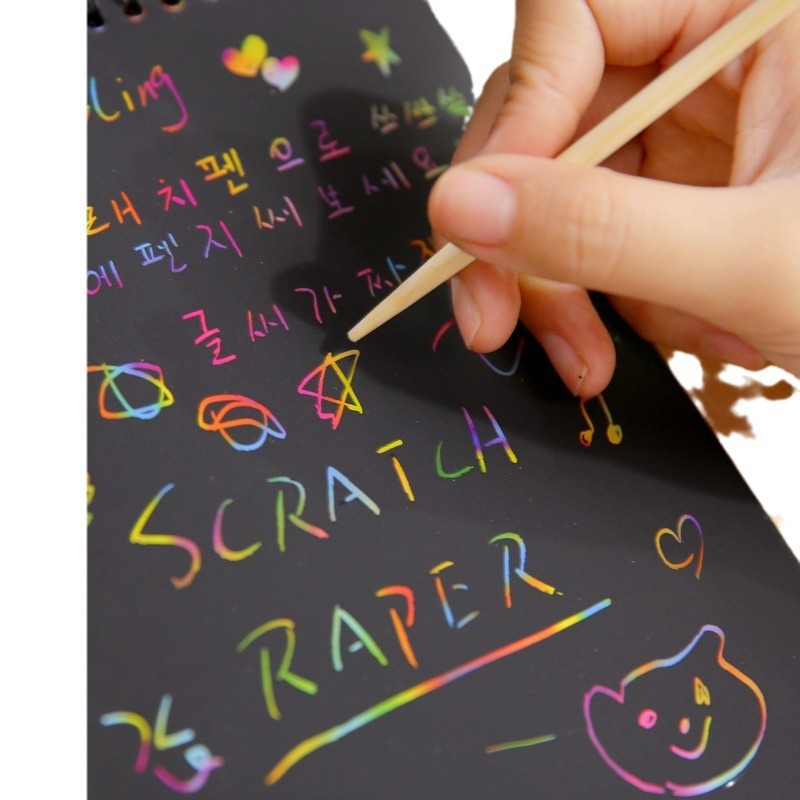 子供のクリエイティブ DIY スクラッチオフ絵画カラフルな落書きブック学生のおもちゃ楽しいスクラッチオフ絵画コイル絵画ブック卸売|undefined