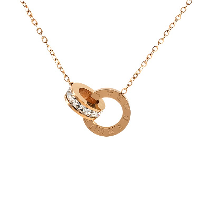 Collana con numeri romani intrecciati in acciaio al titanio Ins, resistente allo sbiadimento, per donna, catena per clavicola leggera e di lusso di alta gamma_voghion.com