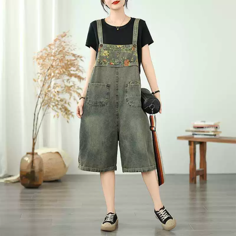 Summer denim overall, trousers, Korean style, plus size