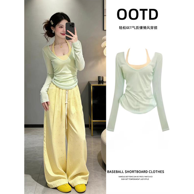Mint Green Sheer Blouse for Women, Unique and Stunning Early Summer Outfit, Bright Dopamine Style for Art Students Mint Green Sheer Blouse for Women, Unique and Stunning Early Summer Outfit, Bright Dopamine Style for Art Students