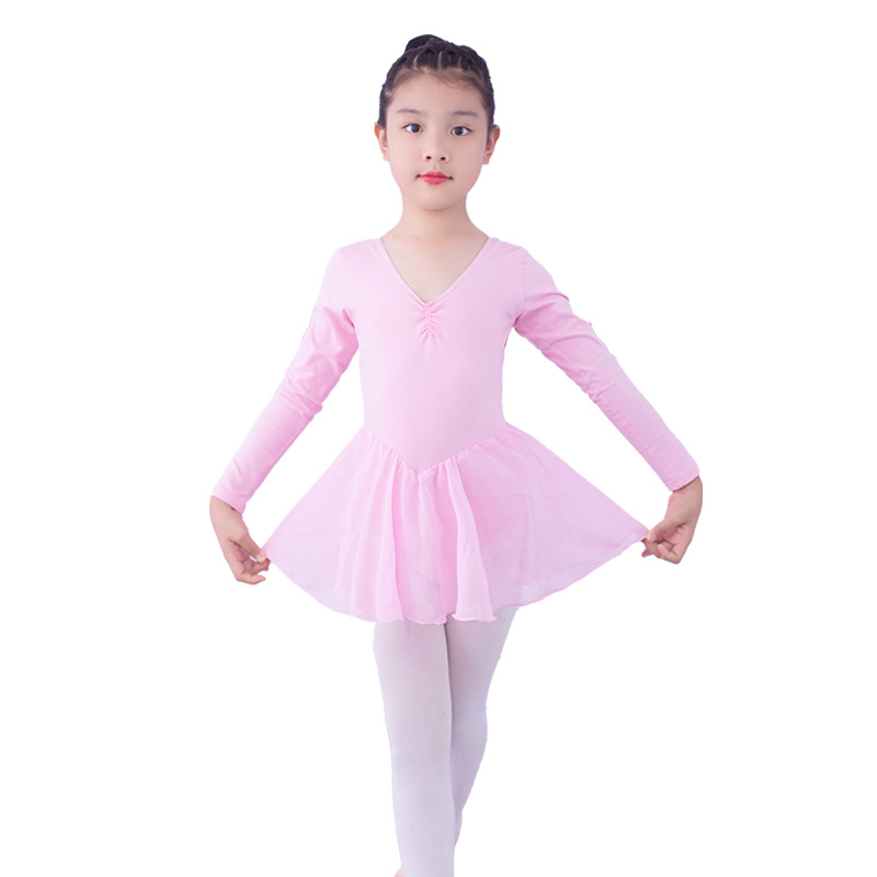Traje de práctica de danza para niñas, traje de examen de danza china de otoño de manga larga, vestido de ballet, leotardo de una pieza de manga corta para niñas.