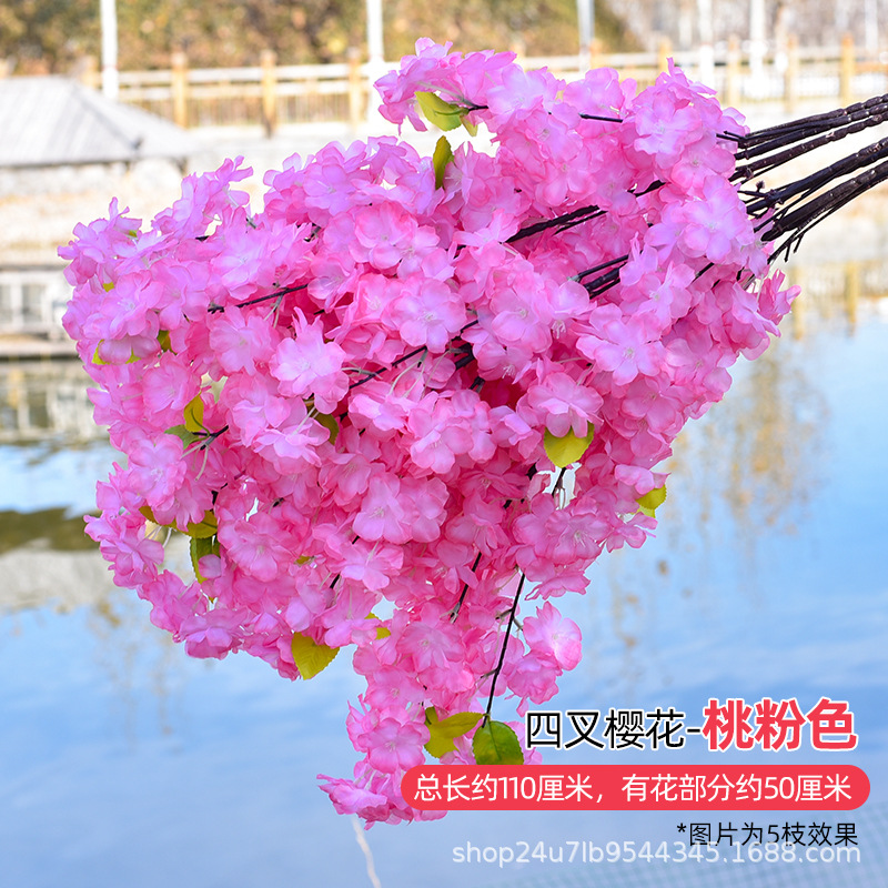 Simulación de flores de cereza flores de melocotón flores de pera flores de ciruela flores de bodas flores falsas vid decoración jardín balcón red de manglares paisaje de pared