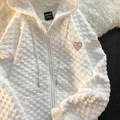 Nueva Sudadera Waffle de Otoño 2026 para Mujer, Estilo Coreano, Delgada, con Capucha y Cremallera, Chaqueta para Mujer, Venta al por Mayor