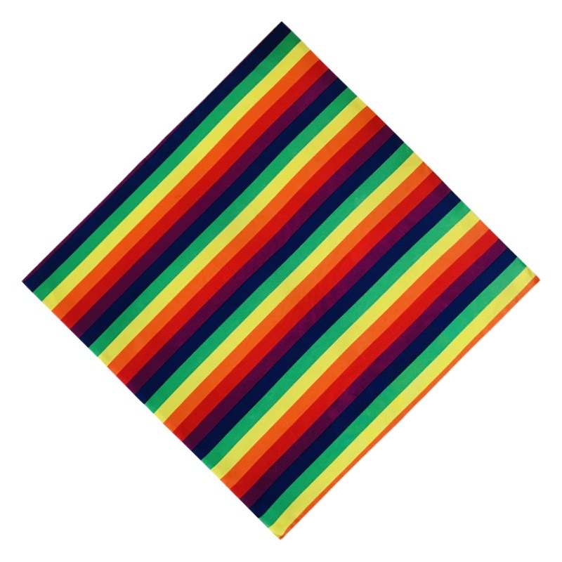 Polyester rainbow stripe square scarf outdoor hip hop hip hop hip hop style large intestine polyester cotton hair band cotton white hair band scarf