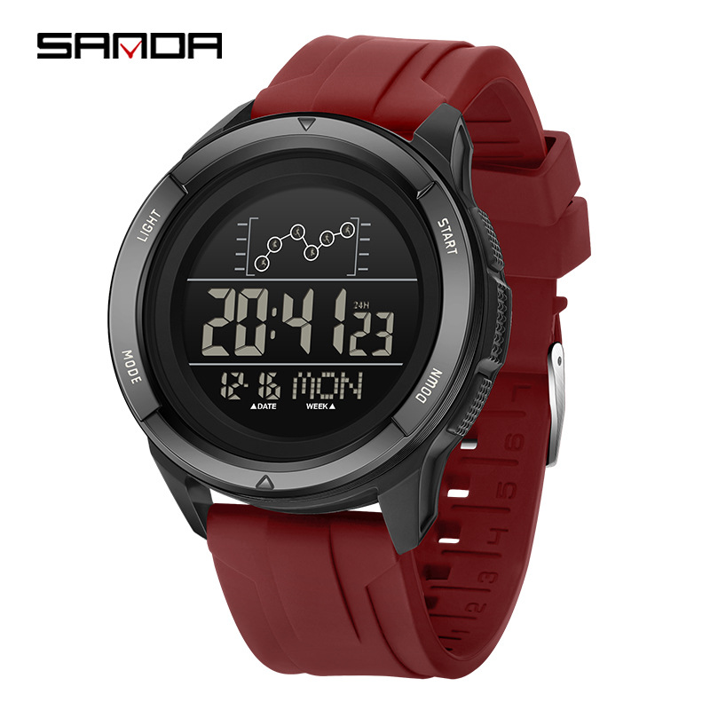SANDA Sanda hoja electrónica multifunción reloj de despertador para estudiantes gran dial impermeable al aire libre reloj deportivo