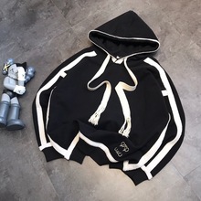 杨幂同款新款潮牌loe罗家织带抽绳连帽高版本情侣款上衣即墨卫衣