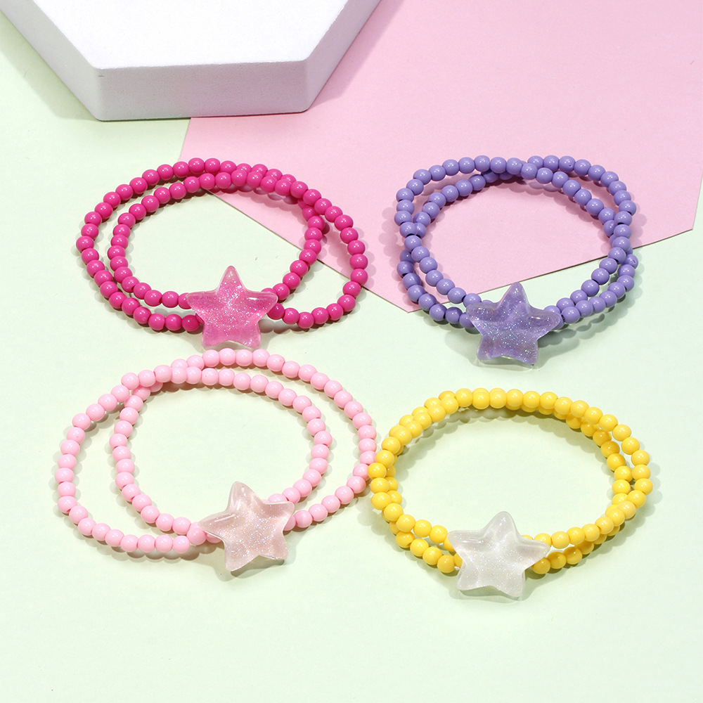 4 Pieces Cute Pentagram Arylic Beaded Kidu0027S Bracelets