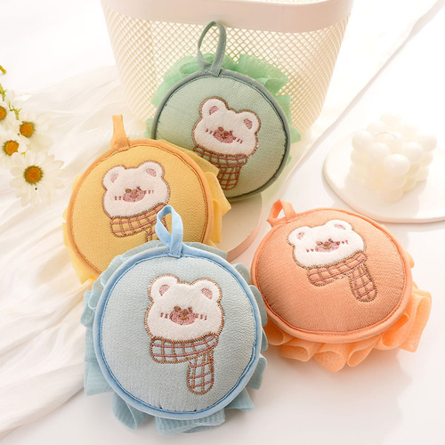 Scarf Bear Large Cartoon Bath Ball, Rich Foam, Soft Massage Ball, Bath Supplies, Non-Dispersing Bath Ball