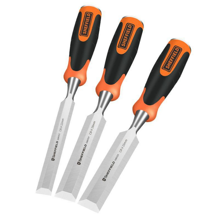 钢盾工具3件套木工凿子套装平凿翘头穿心开槽木工凿刀工具S080301