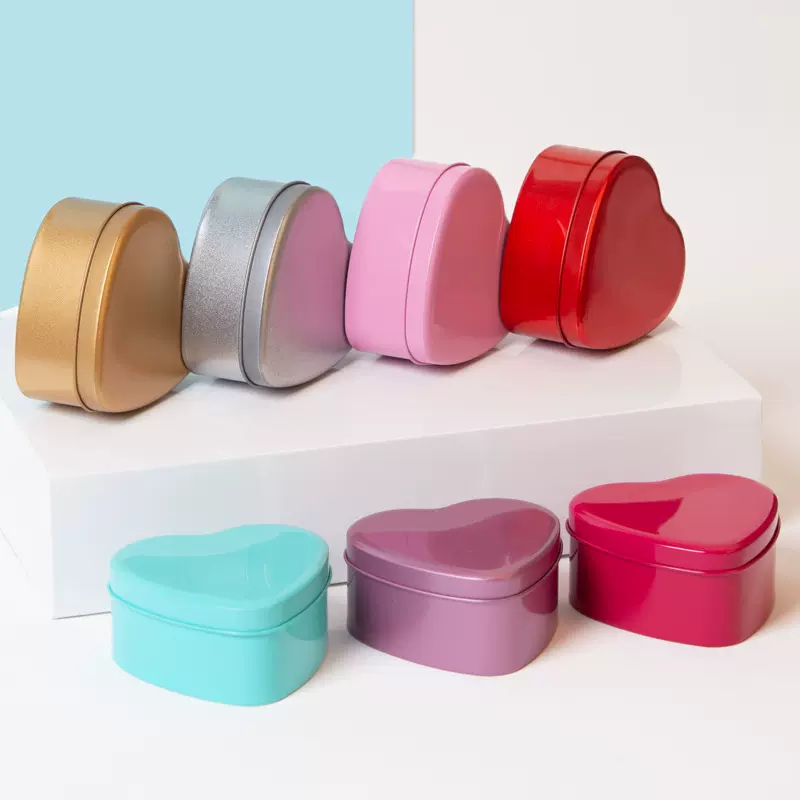 现货马口铁盒爱心多色喜糖盒头饰饼干包装收纳金属铁盒可加logo