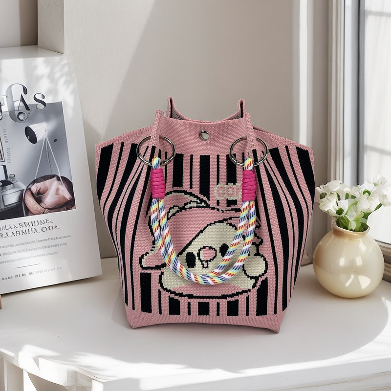 Nicho de diseño blanco y negro jersey jersey bolso de mano casual versátil gran capacidad bolso de mochila fábrica directa