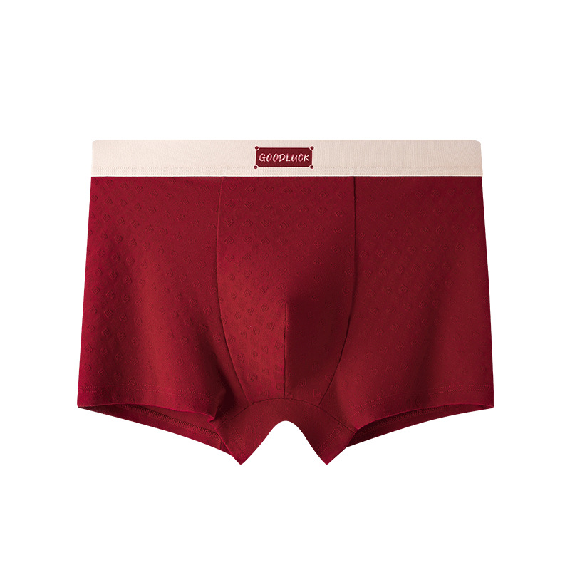 Pantalones íntimas de algodón rojo personalizadas, este año de vida, 2025 regalo de Año Nuevo Jacquard, pantalones cortos transpirables para hombres