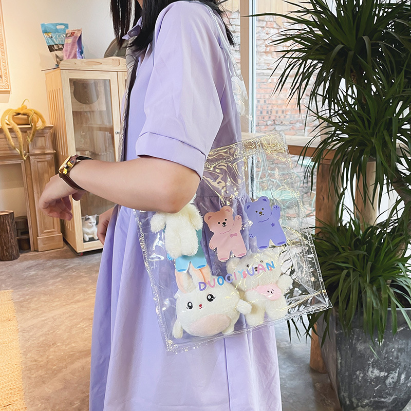 Wholesale Cartoon Color Printing Bear Transparent Shoulder Bag Nihaojewelry display picture 11