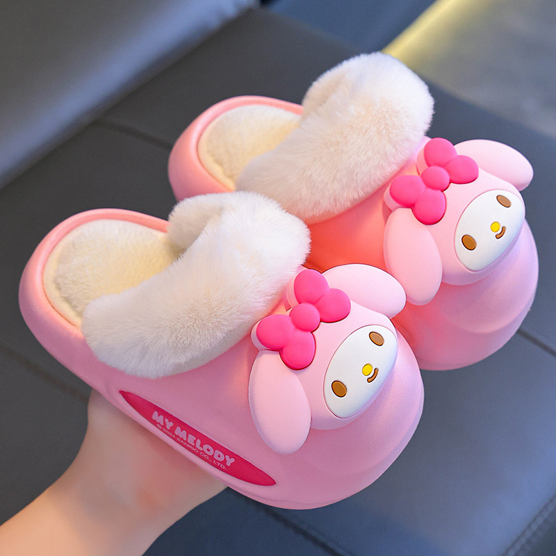 Zapatillas de algodón para niños de invierno para niños y niñas calientes de terciopelo para padres e hijos calientes EVA zapatillas de algodón de Koolomi